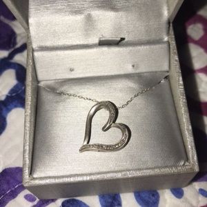 Sterling Silver Heart pendant w/ diamond accents